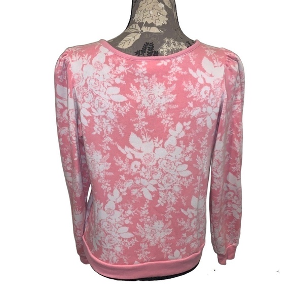 RACHEL PARCELL Pink Quill Rose Brocade Sweatshirt size small - Picture 5 of 7
